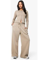 Boohoo - Rib Button Through Long Sleeve Top And Jogger Tracksuit - Lyst