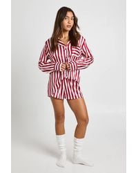 Boohoo - Oversized Contrast Stripe Pyjama Shirt & Short Set - Lyst