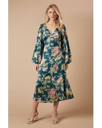 Oasis - Occasion Floral Cross Back Satin Midaxi Dress - Lyst