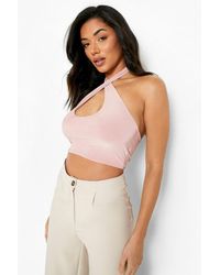 Boohoo Double Layer Cross Front Bralet - Natural