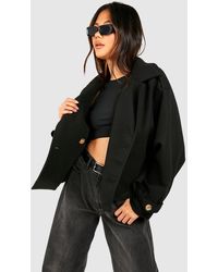 Boohoo - Wool Look Crop Trench Coat - Lyst