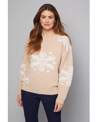 Wallis - Snowflake Pattern Crew Neck Sweater - Lyst