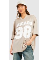 Boohoo - Chicago 98 Slogan Airtex Mesh Oversized T-shirt - Lyst