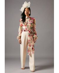 Coast - Blouson Sleeve Pintuck Detail Wide Leg Jumpsuit - Lyst