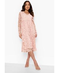 Boohoo Crepe Long Sleeve Tiered Skater 