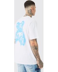 BoohooMAN - Tall Drippy Teddy Back Graphic T-shirt In White - Lyst