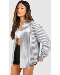 Boohoo - Oversized Pocket Detail Stripe Shirt - Lyst