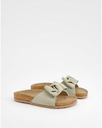 Boohoo - Wide Fit Knot Front Footbed Sliders - Lyst
