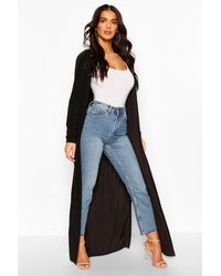 Boohoo Maxi Slinky Side Split Kimono - Black