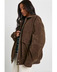 Boohoo - Oversized Faux Suede Bomber Jacket - Lyst