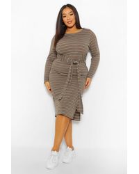 leopard stripe button front midi dress