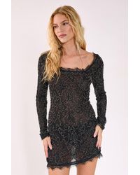 Nasty Gal - Lace Hand Embellished Long Sleeve Mini Dress - Lyst