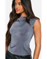 Boohoo - Double Layer Slinky Boat Neck Top - Lyst
