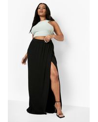 Boohoo - Plus Jersey Wrap Maxi Skirt - Lyst
