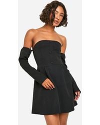 Boohoo - Tall A-Line Bardot Long Sleeve Mini Dress - Lyst