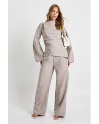 Boohoo - Draped Asymmetric Top & Wide Leg Trouser Co-Ord - Lyst