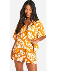 Boohoo - Floral Shirt And Short Beach Co-ord - Lyst