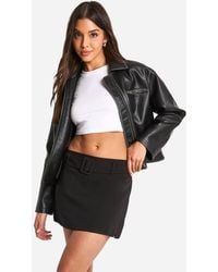 Boohoo - Wool Look Belted Mini Skirt - Lyst