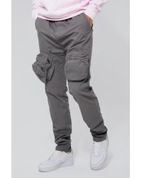 BoohooMAN - Tall Slim Fit Smart 3d Zip Cargo Trouser - Lyst