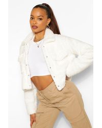 Boohoo Faux Fur Teddy Shacket - White