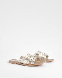 Boohoo - Wide Fit Leather Caged Mules - Lyst