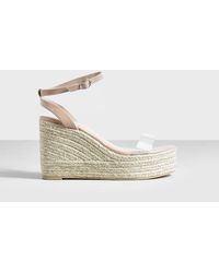 Boohoo - Clear Strap Two Part Espadrille Wedges - Lyst