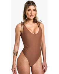 Boohoo - Feather Charm Backless Bathing Suit - Lyst