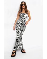 Boohoo - Square Neck Strappy Maxi Dress Zebra Print - Lyst