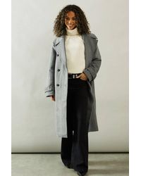 Wallis - Buckle Detail Double Breasted Coat - Lyst