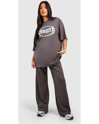 Boohoo - Maternity Slogan T-shirt And Straight Leg Jogger Set - Lyst