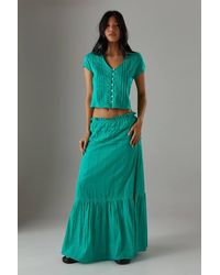 Warehouse - Cotton Dobby Button Through Boho Crop Top - Lyst