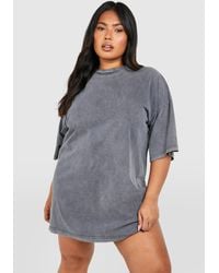 Boohoo - Plus Acid Wash Oversized T-shirt Dress - Lyst