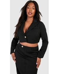 Boohoo - Plus Boxy Relaxed Fit Crop Blazer - Lyst