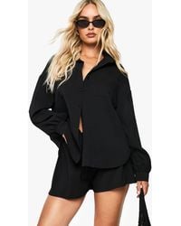Boohoo - Crinkle Textured Relaxed Fit Shirt &Shorts - Lyst