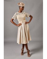 Coast - Lace And Crepe Full Skirted Midi Dress - Lyst
