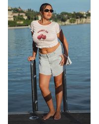 Boohoo - Plus Basic Denim Flippy Short - Lyst