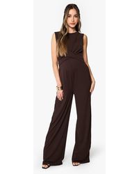 Boohoo - Maternity Rib Sleeveless Knot Detail Lounge Jumpsuit - Lyst