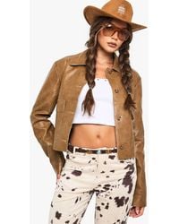 Boohoo - Vintage Look Faux Leather Button Detail Jacket - Lyst