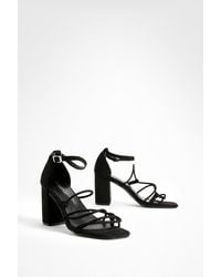 Boohoo - Wide Width Strappy Block Heeled Sandals - Lyst