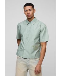 Boohoo - Camisa Oversize Recta Official Con Bordado Y Cuello - Lyst