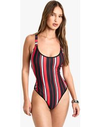 Boohoo - Sports Stripe Contrast Binding Bathing Suit - Lyst
