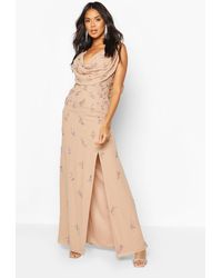 Boohoo Bridesmaid Hand Embellished Cowl Detail Maxi Dress - Multicolour