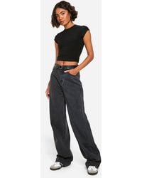 Boohoo - Vaqueros Tall Básicos De Tiro Alto Y Pernera Ancha - Lyst