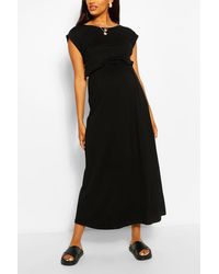 shirred waist scarf print maxi dress