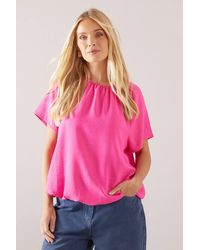 Wallis - Petite Bubble Hem Short Sleeve Top - Lyst