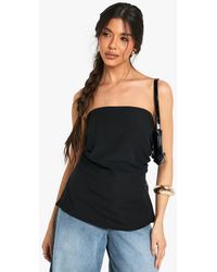 Boohoo - Woven Bandeau Side Split Top - Lyst