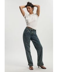 Boohoo - Vaqueros Básicos De Pernera Recta Con Abertura En El Bajo - Lyst