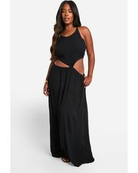 Boohoo - Plus Cheesecloth Halterneck Cut Out Maxi Dress - Lyst