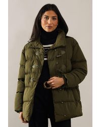 Wallis - Funnel Neck Tie Detail Padded Coat - Lyst