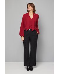 Wallis - Tie Neck Woven Blouse - Lyst